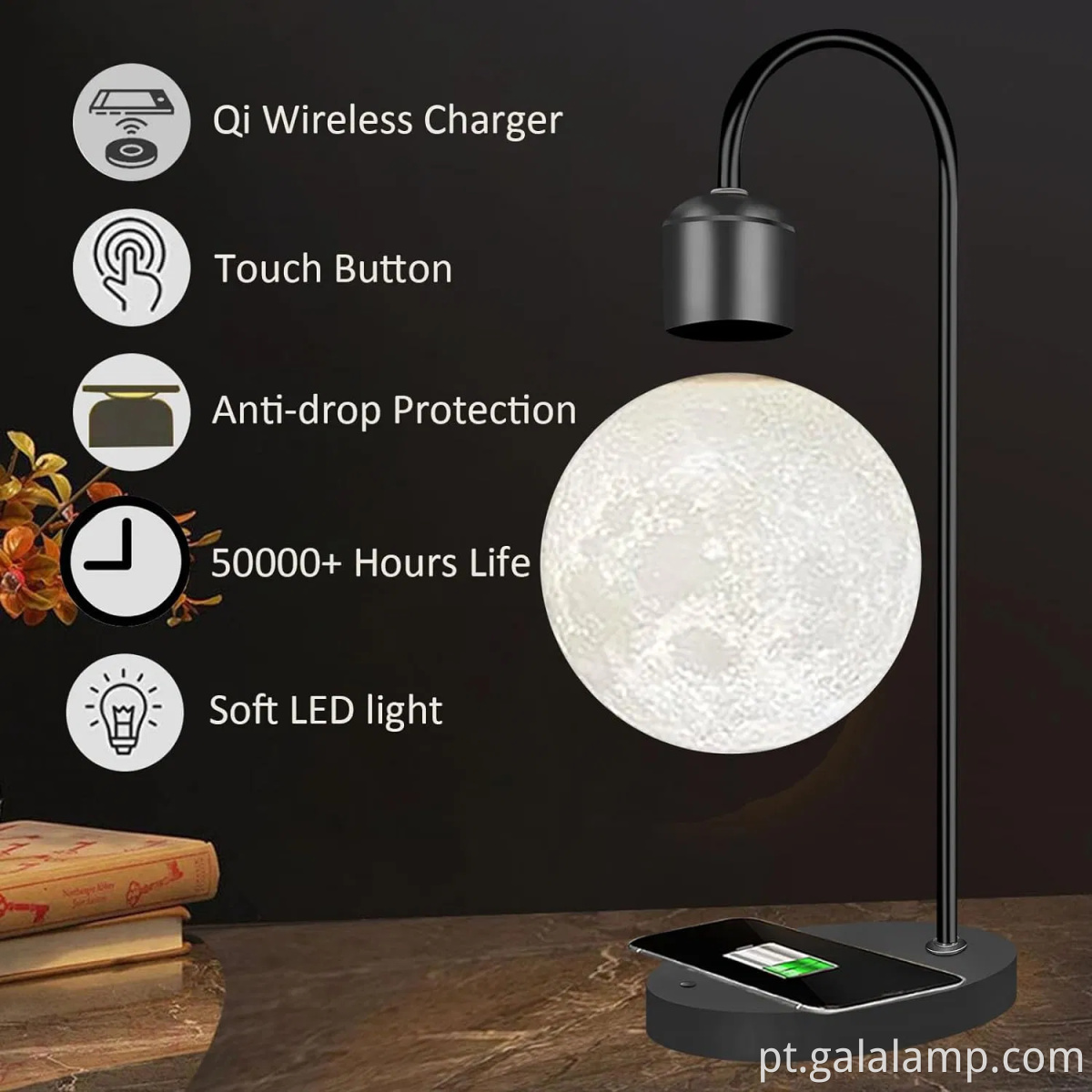 Moon Lamp with Magnetic Levitation and Wireless ChargingMoon Lamp with Magnetic Levitation and Wireless Charging